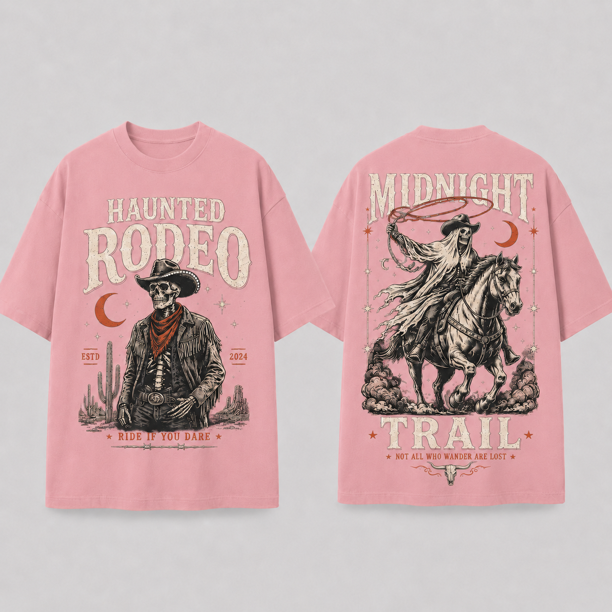 Western Gothic Graphic T-Shirt 230G Heavy Cotton Tee with Handmade Rhinestone Detail