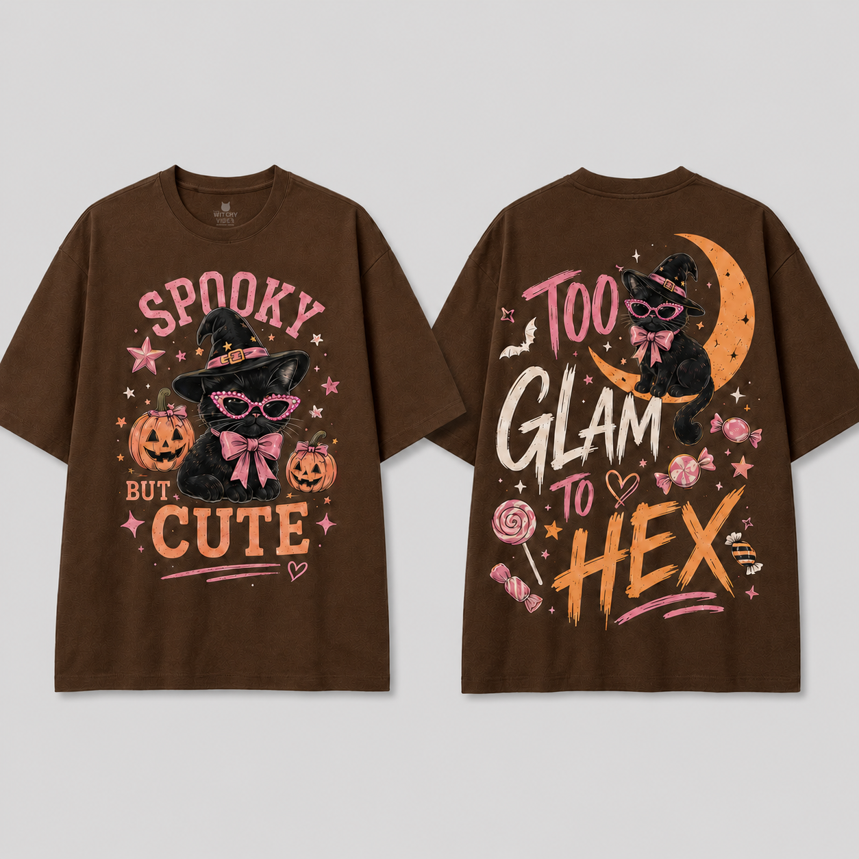 Spooky Cute Black Cat Halloween T-Shirt | 100% Cotton Tee with Handmade Rhinestone Sunglasses