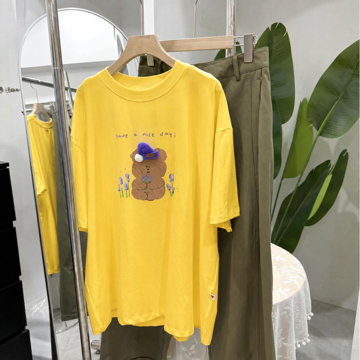 Handmade Teddy Bear Tee – 3D Knit Hat & Beaded Cotton T-Shirt