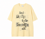 A261 - Pearl Graffiti Graphic Tee – Handmade Embellished Oversized Cotton T-Shirt