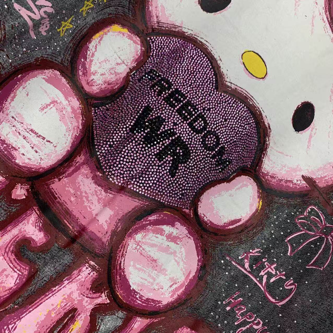 A231 - Retro Washed Hello Kitty Graphic Tee ✨ Embellished Rhinestone Heart