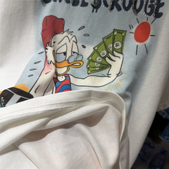 A237 - The "90s Retro Donald" Heavy-Beaded Slouchy Tee – Premium Soft Cotton Oversized Shirt