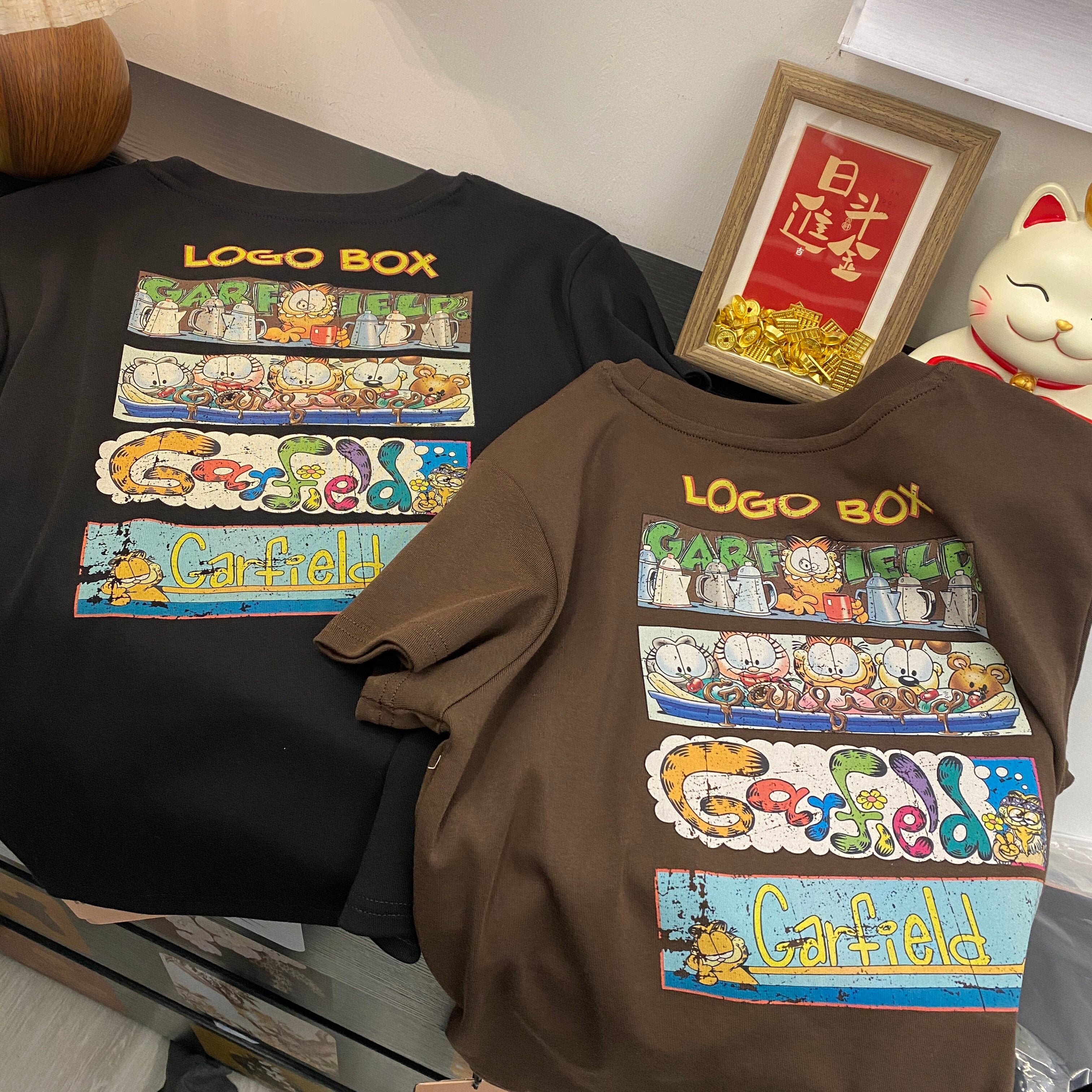 3D Patch Garfield Cotton T-Shirt | Oversized Back Print Streetwear Tee