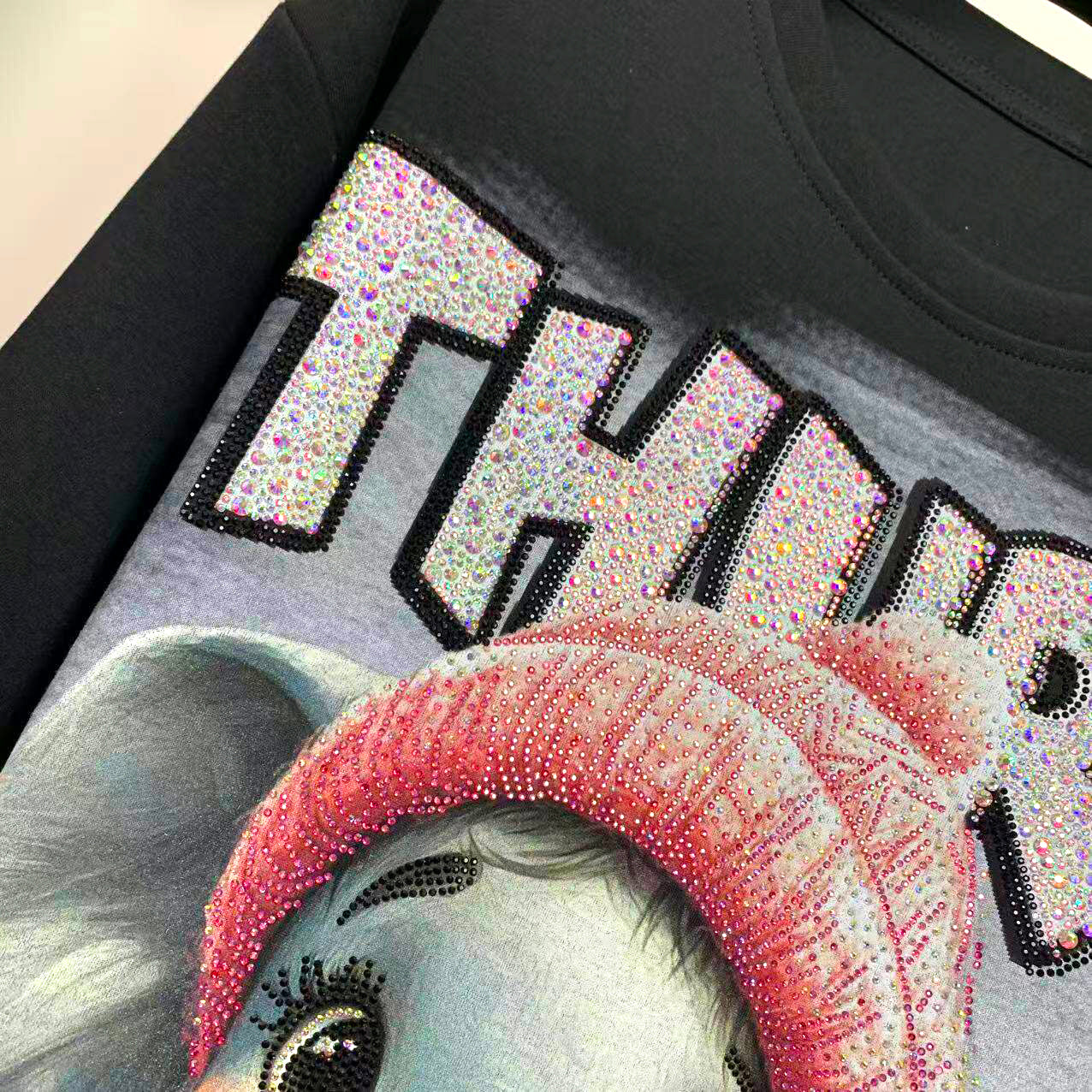 Heavy Rhinestone Cute Elephant T-Shirt | Oversized Sparkle Graphic Tee