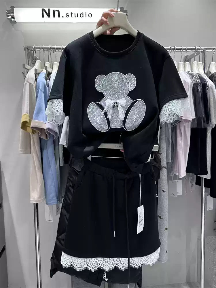 Cozy Bear Two-Piece Set: Relaxed Tee + Mini Skirt 🧸✨