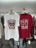 Heavyweight Diamond-Embellished Bow Cotton Short-Sleeve T-Shirt