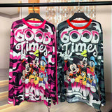 R2  - Women’s Long Sleeve Mesh Sun Protection T-Shirt - Sparkly Rhinestone Camo Cartoon Graphic Top