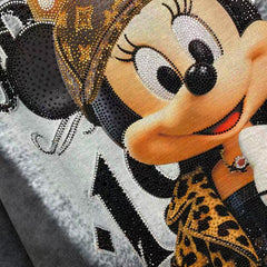 R20 - Vintage Streetwear Minnie & Hello Kitty Sweatshirt - Premium Pure Cotton Bling Rhinestone Oversized Pullover