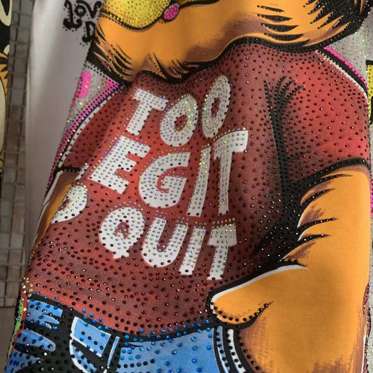 A222 - Garfield Y2K Sparkle Oversized Tee - 320g Heavyweight Breathable Cotton - Premium Bling Character Streetwear Boxy T-Shirt
