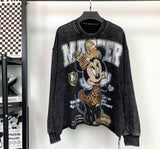 Washed Minnie Rhinestone Sweatshirt | Oversized French Terry Crewneck