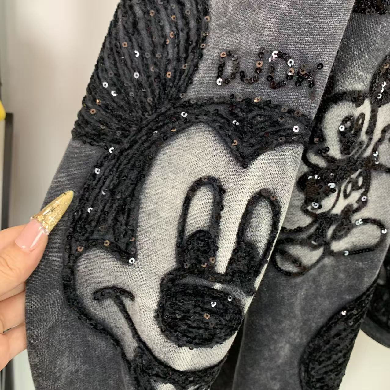 Vintage Washed Mickey Sequin Sweatshirt | Oversized Graphic Crewneck