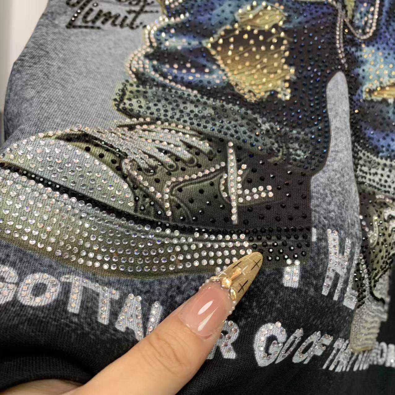 Heavy Rhinestone Teddy Bear Graphic T-Shirt | Oversized Unisex Streetwear Tee