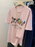 Pink Crystal-Embellished T-Shirt with 3D Floral Appliqué