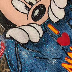 Leopard Mickey Sequin Embroidered Oversized Sweatshirt