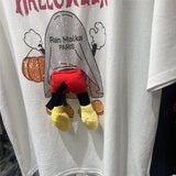 A233 - Mickey Mouse 3D Plush Butt Graphic Tee – Loose Fit 100% Cotton Summer T-Shirt
