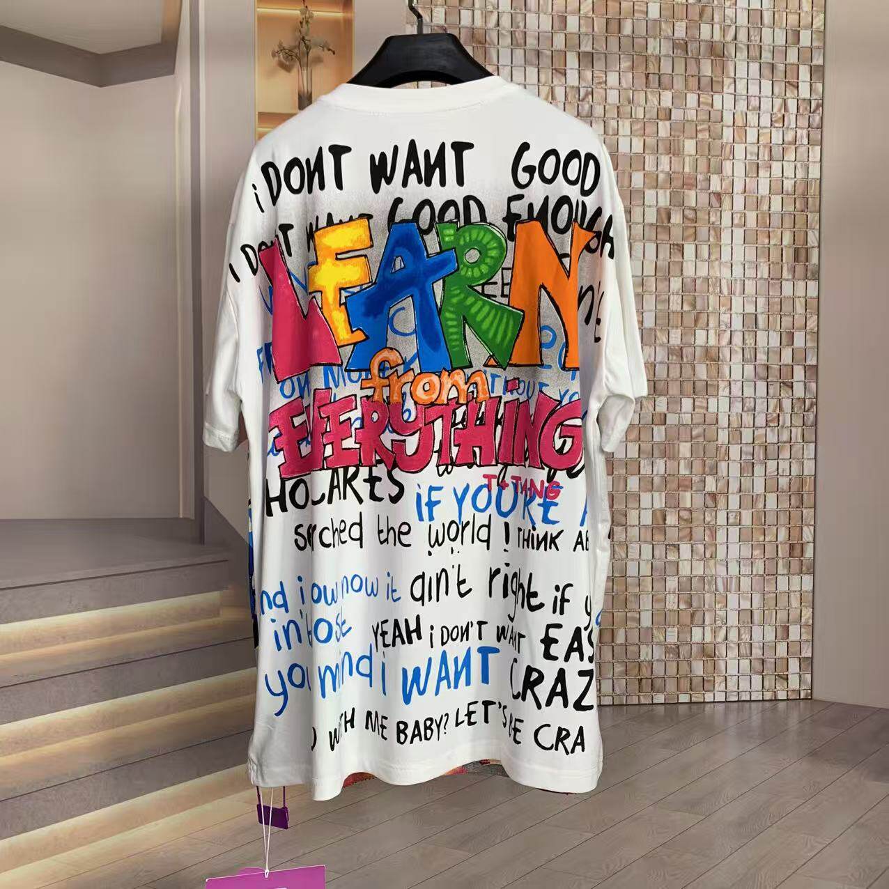 A245 - Betty Boop Rhinestone Embellished Oversized Graphic Tee