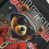 R5 - Heavyweight 320g Pure Cotton T-Shirt - Luxury Full Rhinestone Hip-Hop Teddy Bear Graphic Oversized Tee