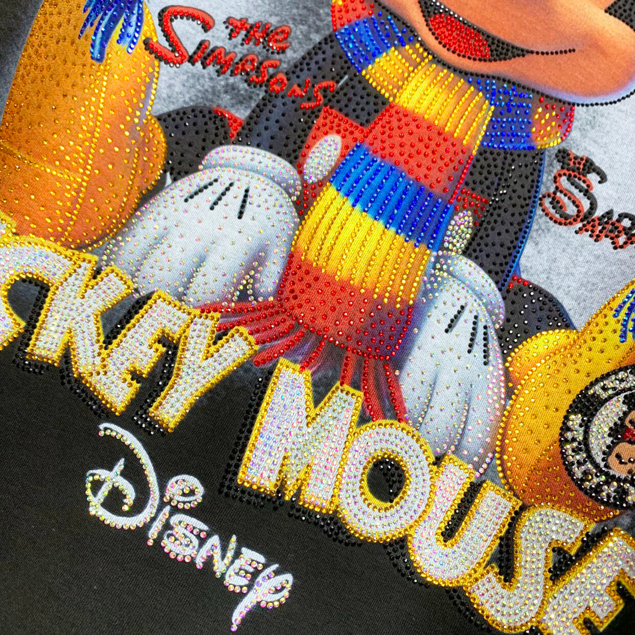 R1 - Heavyweight 320g Pure Cotton T-Shirt - Luxury Sparkling Rhinestone Mickey Graphic Oversized Crewneck