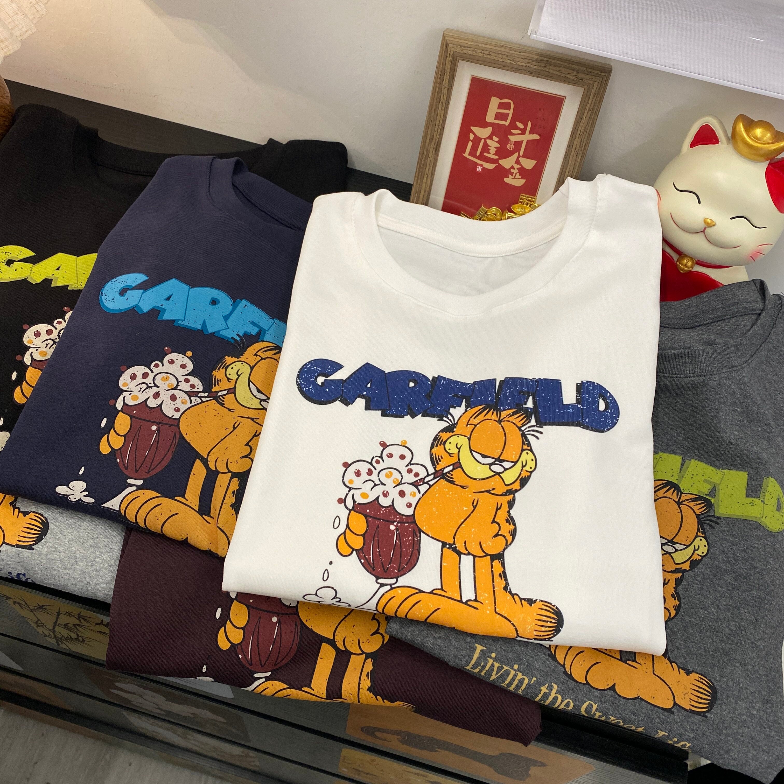 Vintage Cartoon Cat Graphic Cotton T-Shirt | Oversized Front & Back Print Tee