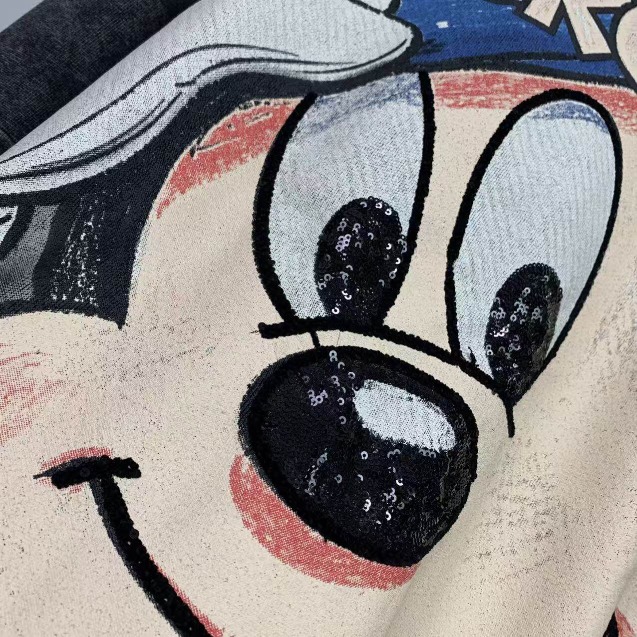 Vintage Washed Mickey Graphic Sweatshirt | Oversized Sequin Crewneck