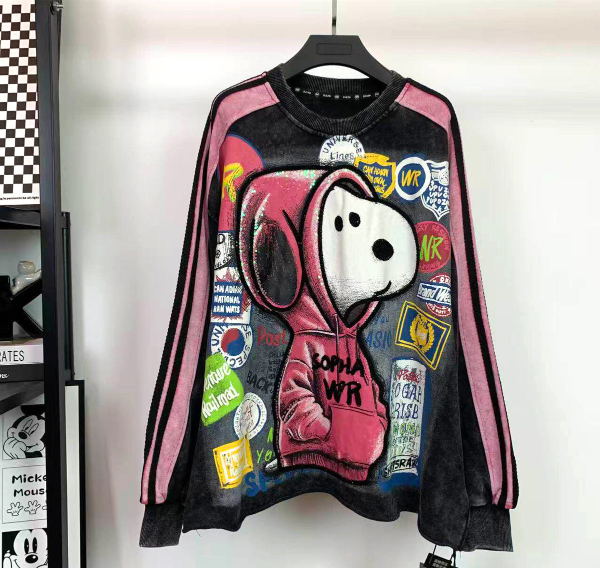 Snoopy Graphic Streetwear Sweatshirt | Vintage Washed Cartoon Crewneck