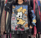 Vintage Washed Leopard Minnie Sweatshirt | 3D Plush Fleece Crewneck