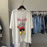 A233 - Mickey Mouse 3D Plush Butt Graphic Tee – Loose Fit 100% Cotton Summer T-Shirt
