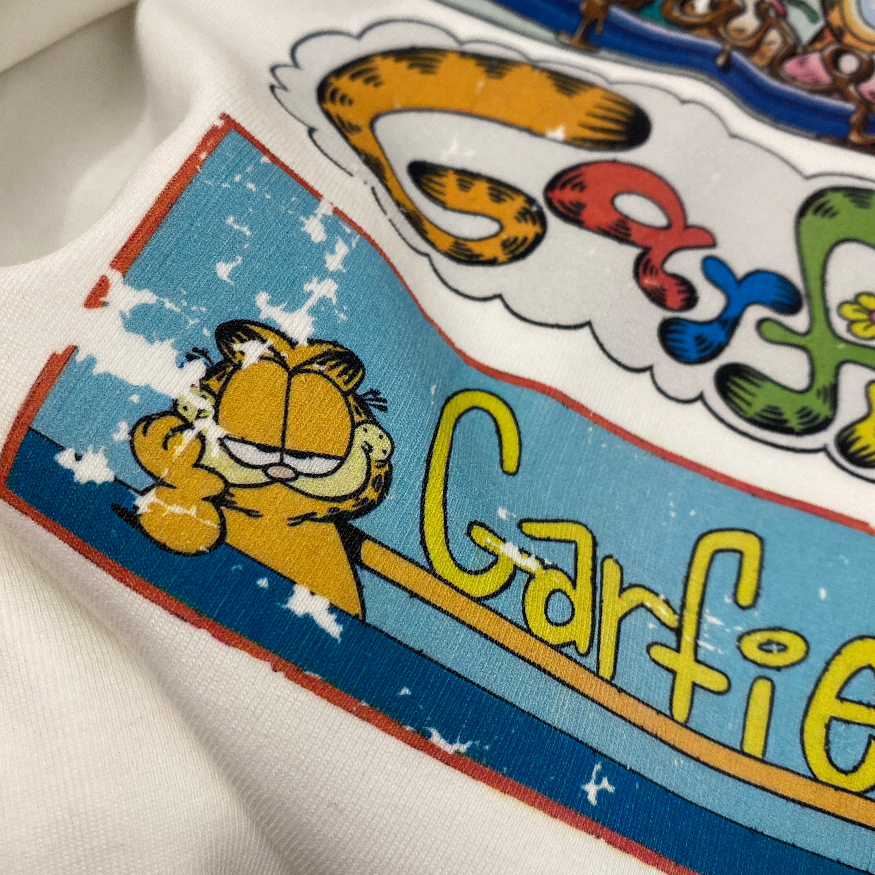 3D Patch Garfield Cotton T-Shirt | Oversized Back Print Streetwear Tee