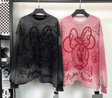 Vintage Washed Sequin Minnie Sweatshirt | Fleece-Lined Oversized Crewneck
