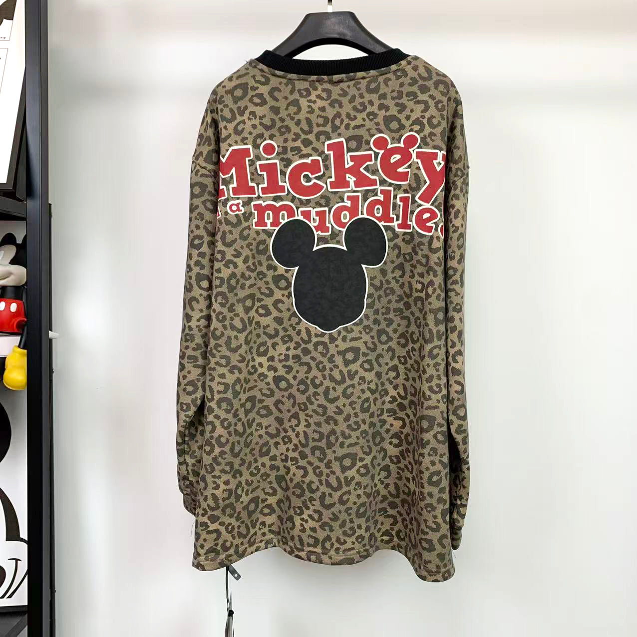 Leopard Mickey Sequin Embroidered Oversized Sweatshirt
