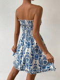 2024 summer new style-printed tube top dress