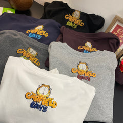 Vintage Cartoon Cat Graphic Cotton T-Shirt | Oversized Front & Back Print Tee
