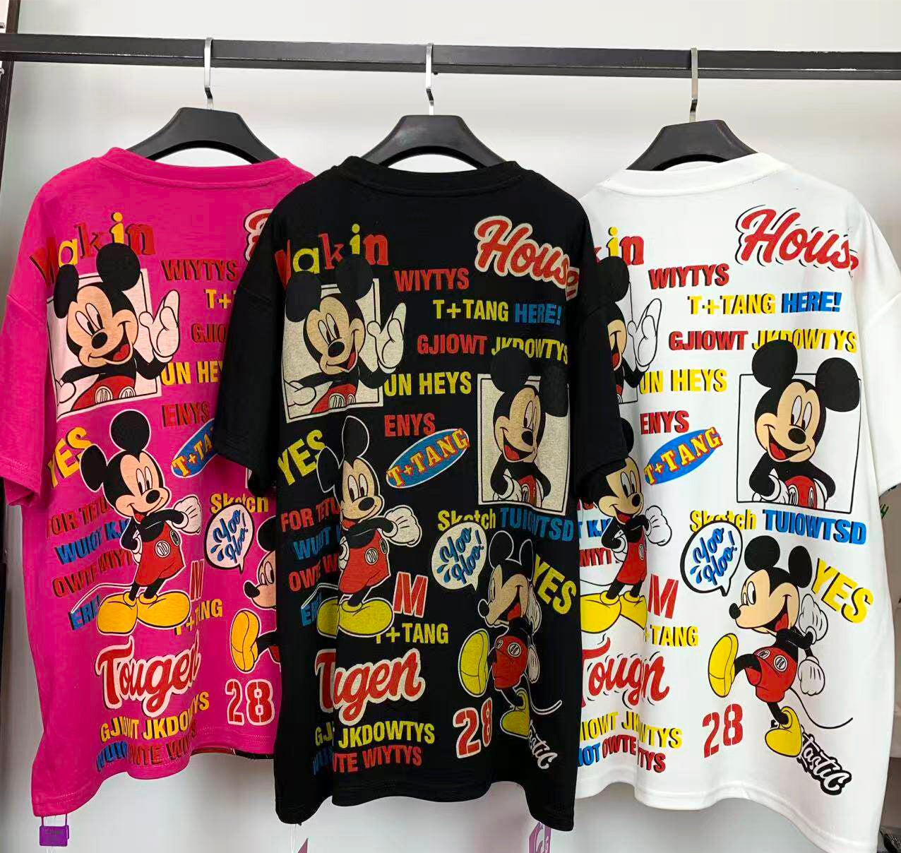 Heavy Rhinestone Boxing Mickey Graphic T-Shirt | Oversized Streetwear Tee