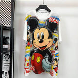 Heavy Rhinestone Boxing Mickey Graphic T-Shirt | Oversized Streetwear Tee