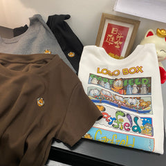 3D Patch Garfield Cotton T-Shirt | Oversized Back Print Streetwear Tee