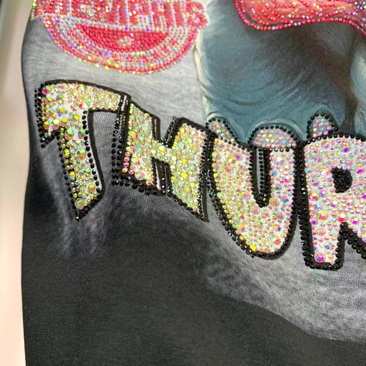 Heavy Rhinestone Cute Elephant T-Shirt | Oversized Sparkle Graphic Tee