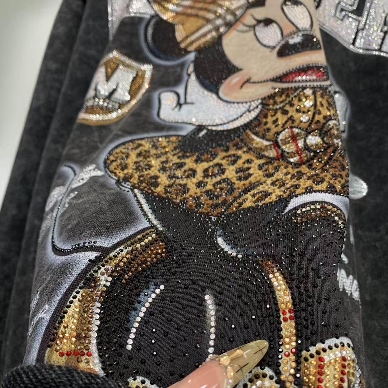 Washed Minnie Rhinestone Sweatshirt | Oversized French Terry Crewneck
