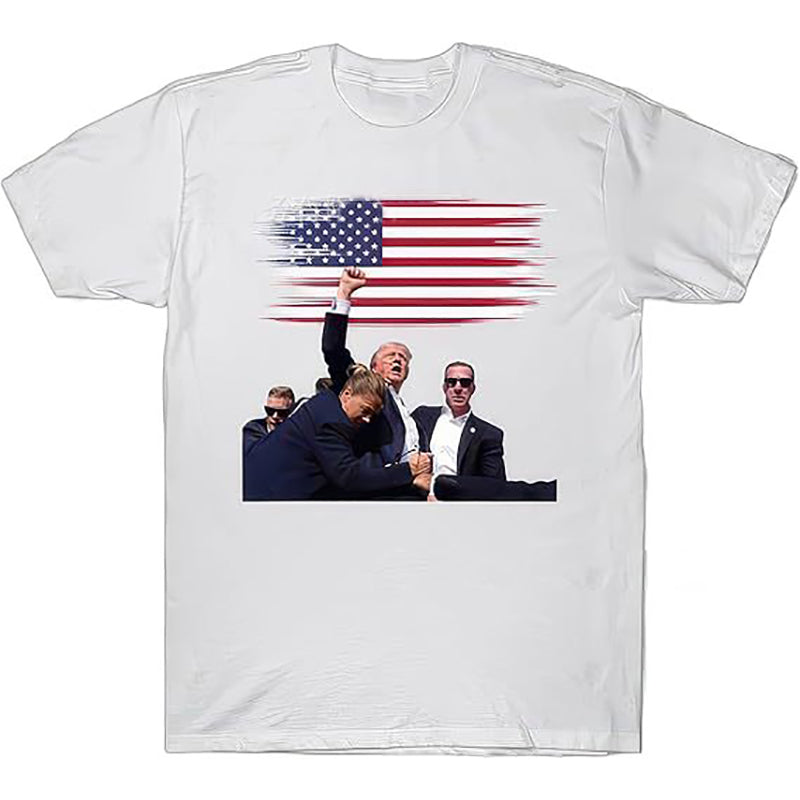 American Heat Transfer Gun Shooting Embroidery Print T-shirt