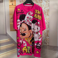 A223 - Minnie Mouse Y2K Mashup Sparkle Oversized Tee - 320g Heavyweight Breathable Cotton - Premium Bling Character Streetwear Boxy T-Shirt