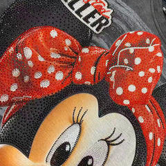 R19 - Vintage Streetwear Chibi Minnie Mouse Sweatshirt - Heavy Pure Cotton Bling Rhinestone Oversized Pullover