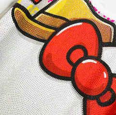 A253 - 320G Heavyweight Hello Kitty Rhinestone Graphic Tee | Oversized Streetwear Cotton T-Shirt
