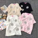 2025 Spring New Style - Original Heavy Diamond Flower Tee