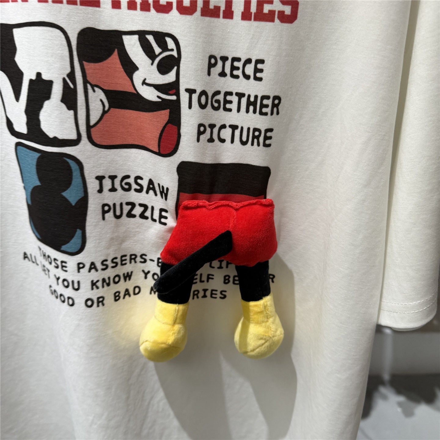 A202 - Handmade 220g Pure Cotton Mickey T-Shirt with 3D Mickey Butt Embellishment