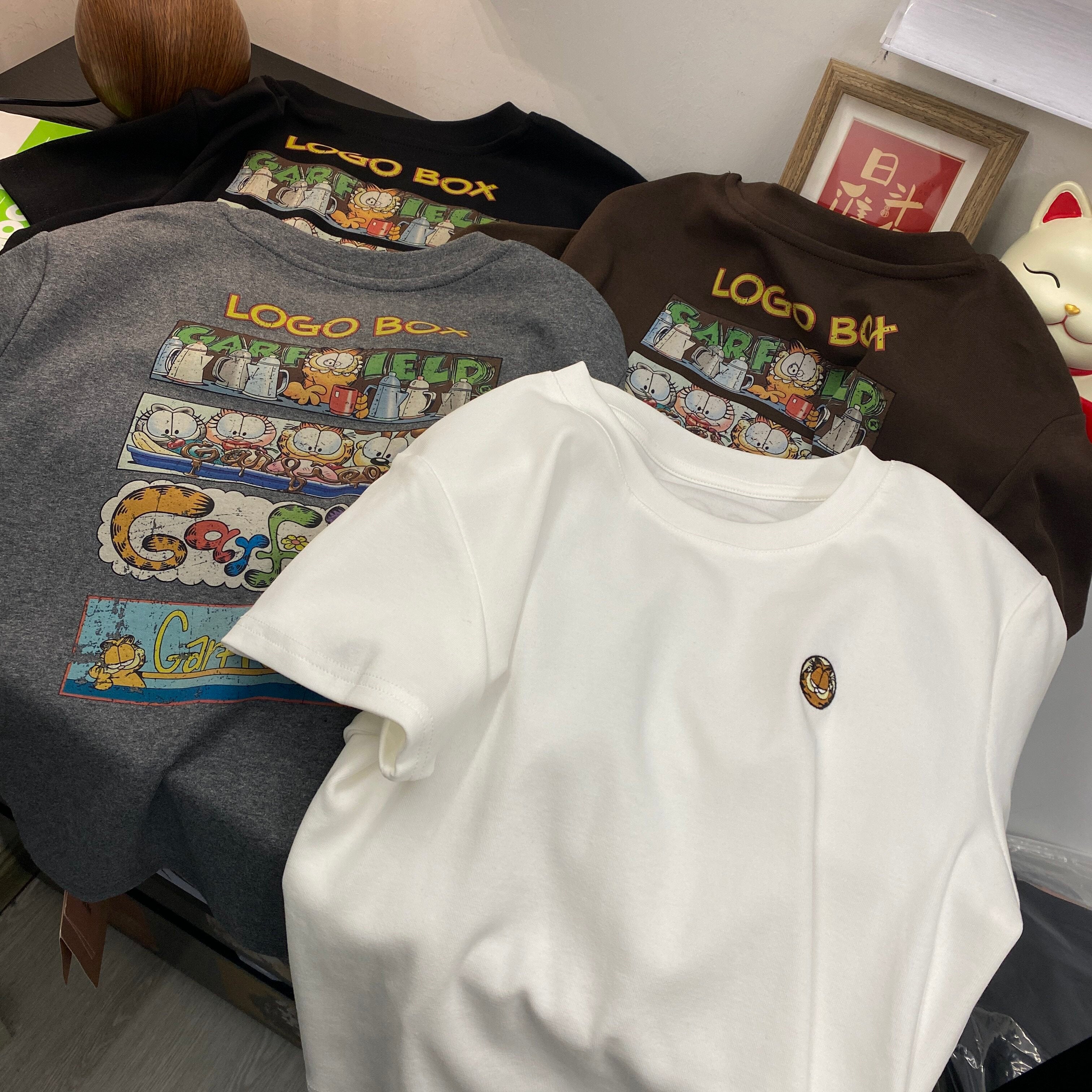 3D Patch Garfield Cotton T-Shirt | Oversized Back Print Streetwear Tee
