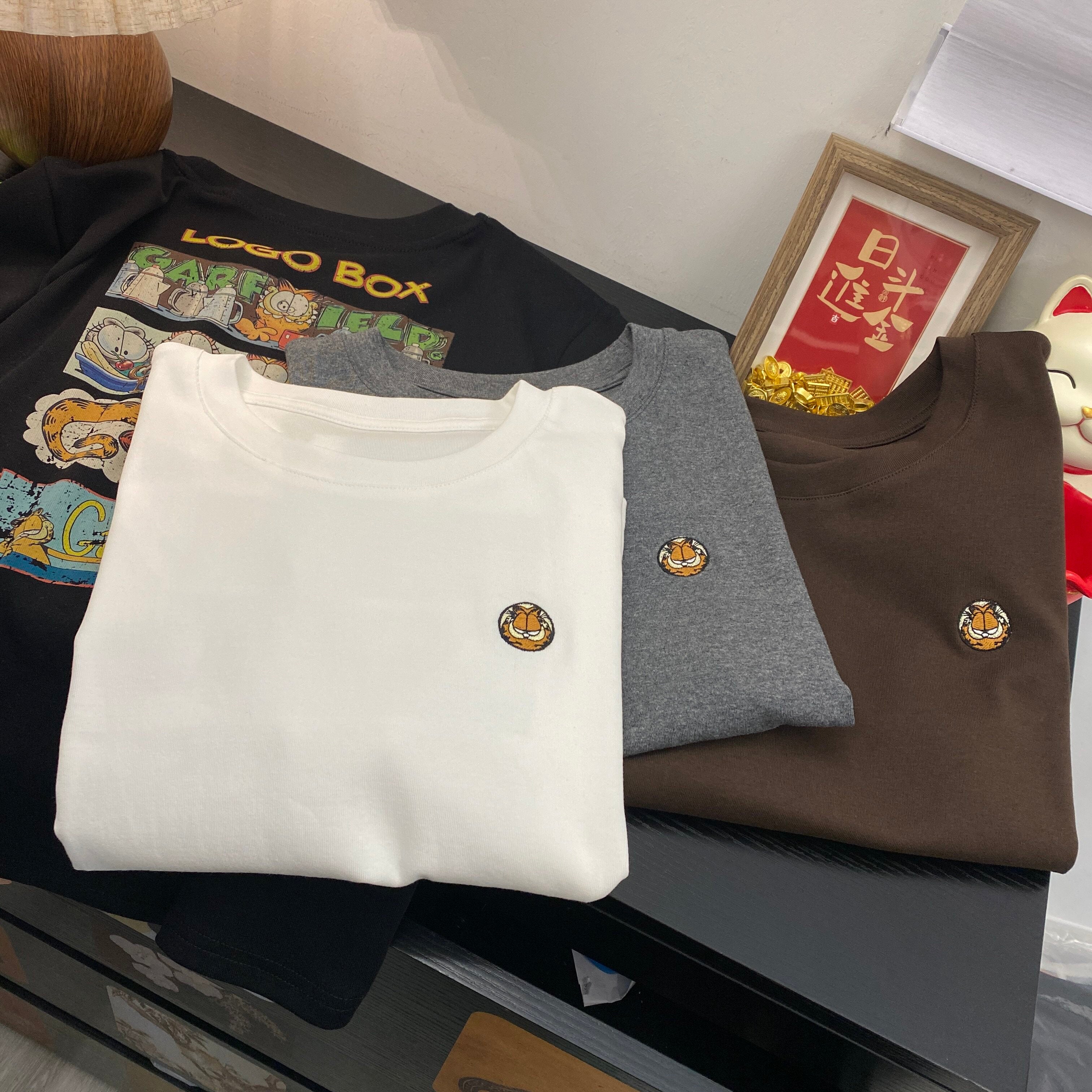3D Patch Garfield Cotton T-Shirt | Oversized Back Print Streetwear Tee