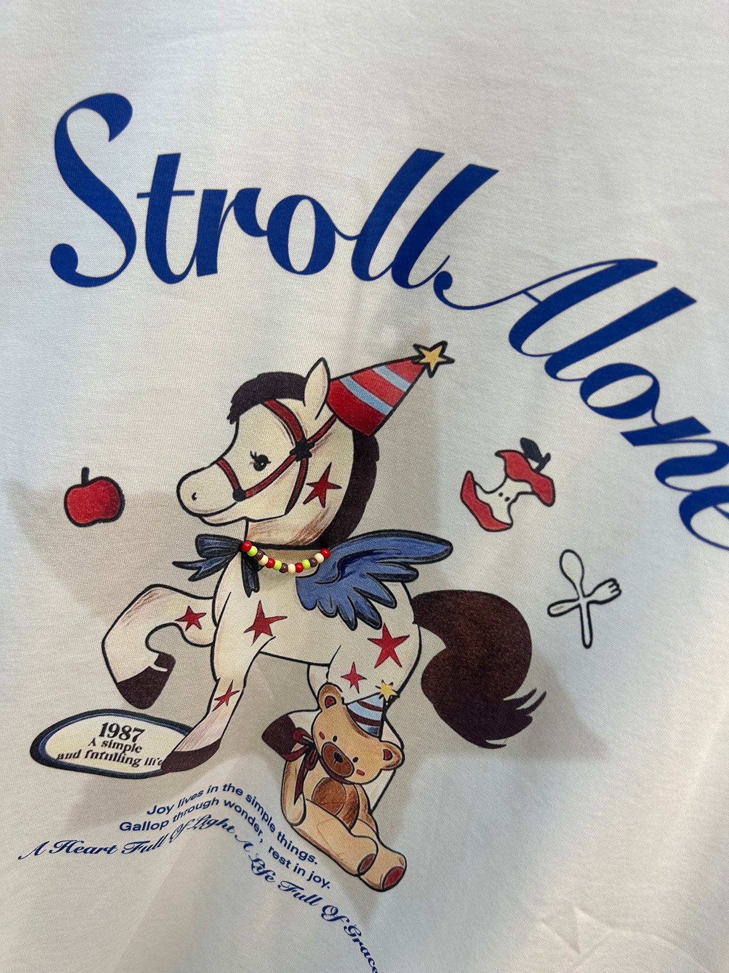 A247 - 🐴✨ Stroll Alone 3D Necklace Pony Graphic Oversized T-Shirt