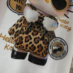A227 - Hello Kitty "Ice Out" Heavy Boxy Tee - 320g Luxury Heavyweight Breathable Cotton - Premium Rhinestone Bling Streetwear Graphic Tee