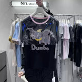 Cotton Short-Sleeve T-Shirt - Heavyweight Color-Blocked Dumbo Design