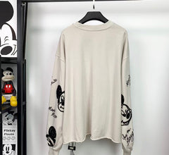 Mickey Distressed Sequin Embroidered Crewneck | Washed Unisex Statement Sweatshirt
