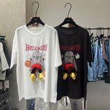 A233 - Mickey Mouse 3D Plush Butt Graphic Tee – Loose Fit 100% Cotton Summer T-Shirt